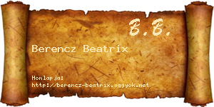 Berencz Beatrix névjegykártya